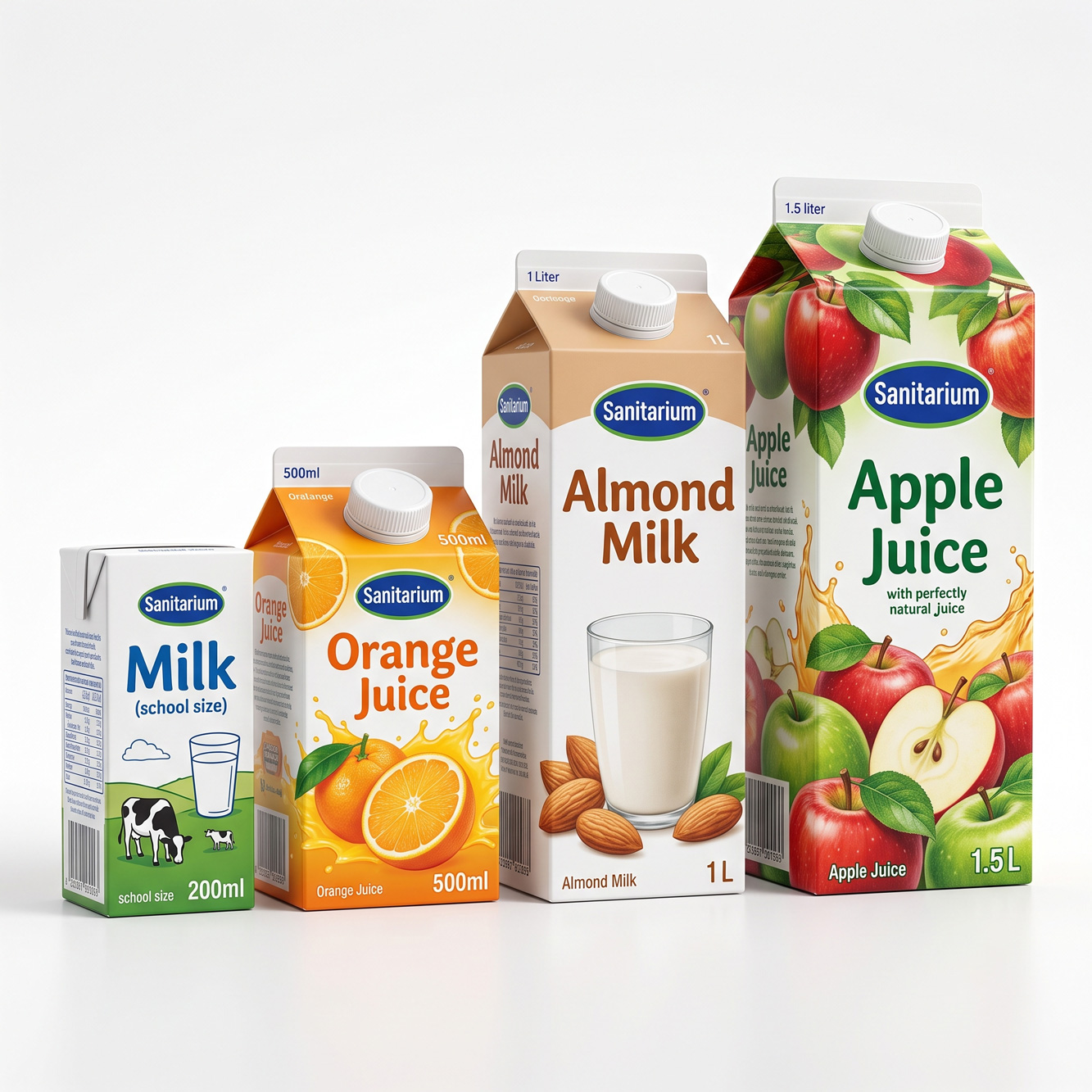 Complete Size Chart by Base Dimension - gable top cartons sizes