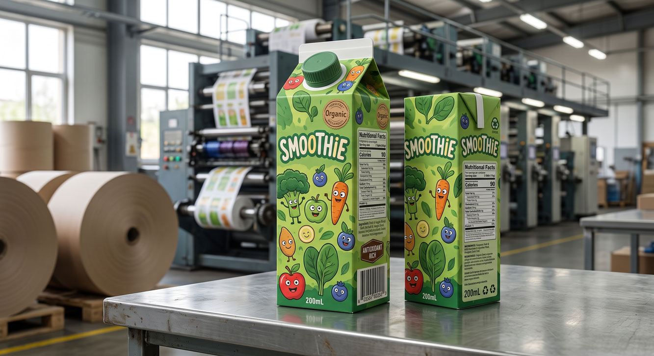 ASQ Packing offers full‑color custom printing specifically designed for school nutrition programs and kids' beverage brands. 5