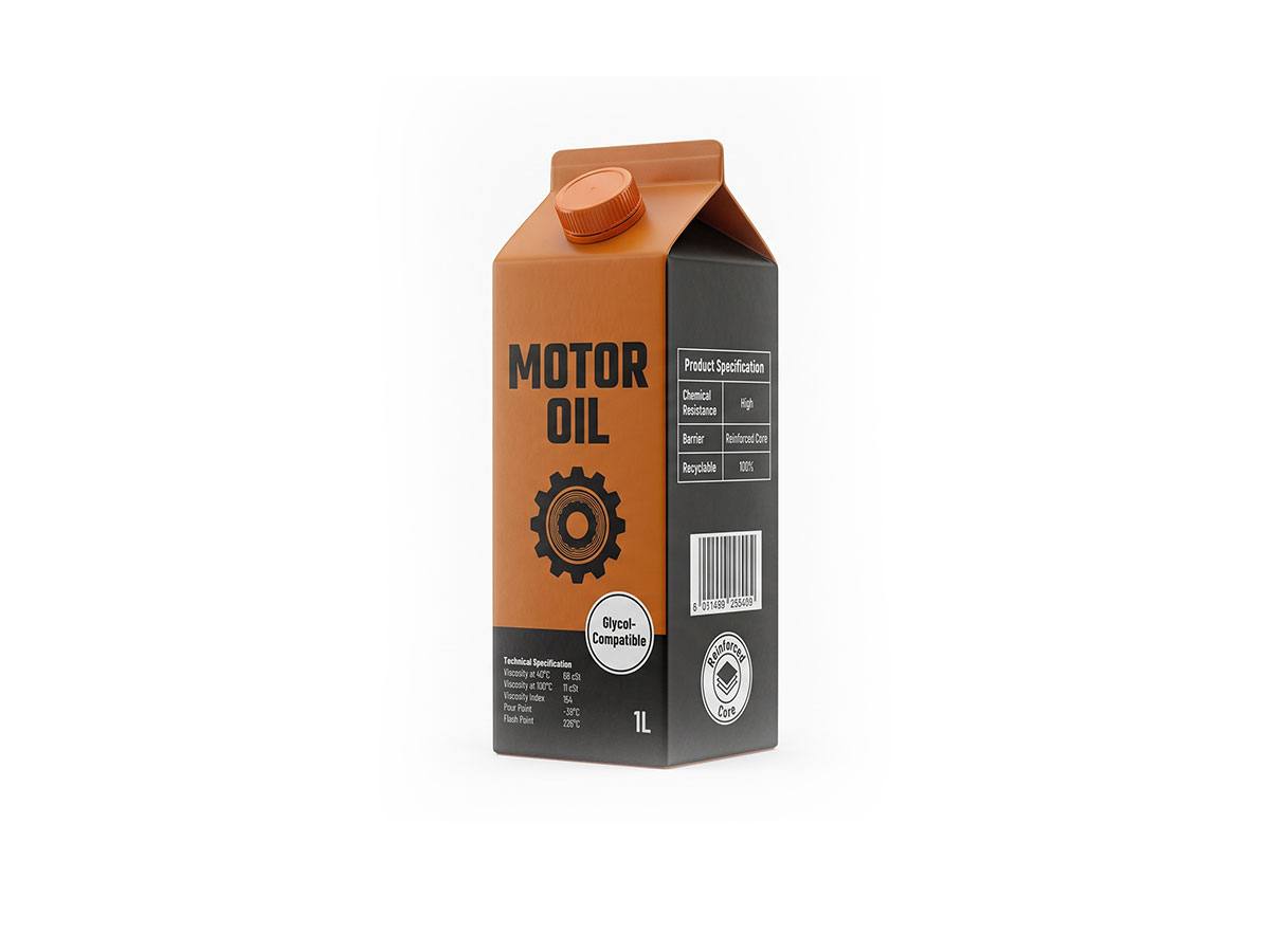 Automotive Fluids Carton — 1L Gable Top Industrial Packaging by ASQ Packing | Glycol-Compatible, Reinforced Core, Motor Oil Carton