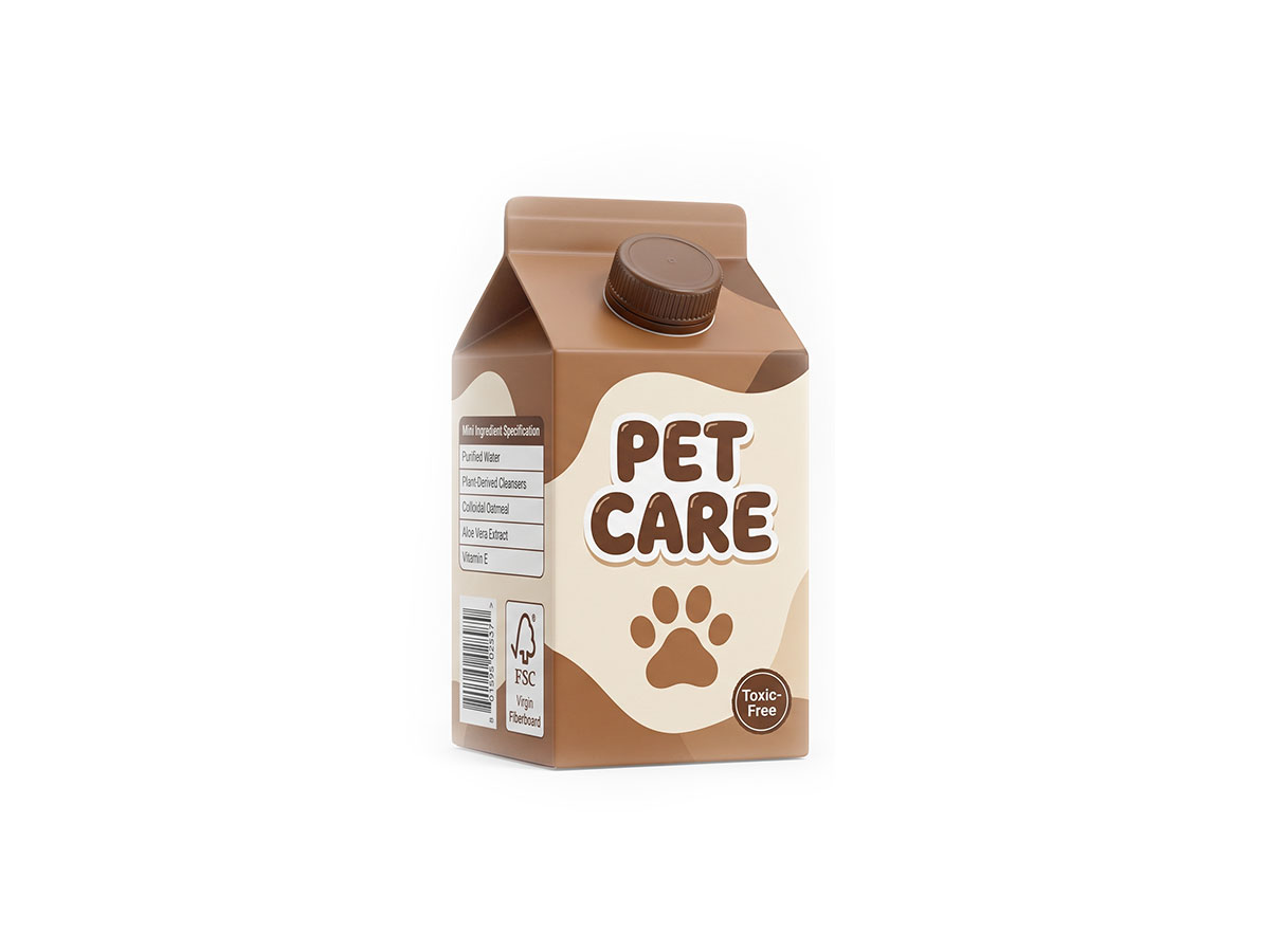 Pet Care Carton — 500mL Gable Top Packaging by ASQ Packing | Toxic-Free, FSC Virgin Fiberboard, Veterinary-Grade Pet Care Carton